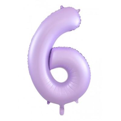 Pastel Matte Lilac Number 6 Six Large Foil Balloon