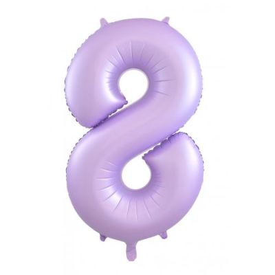 Pastel Matte Lilac Number 8 Eight Large Foil Balloon