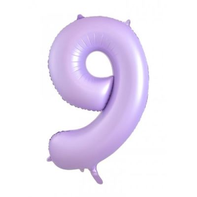 Pastel Matte Lilac Number 9 Nine Large Foil Balloon