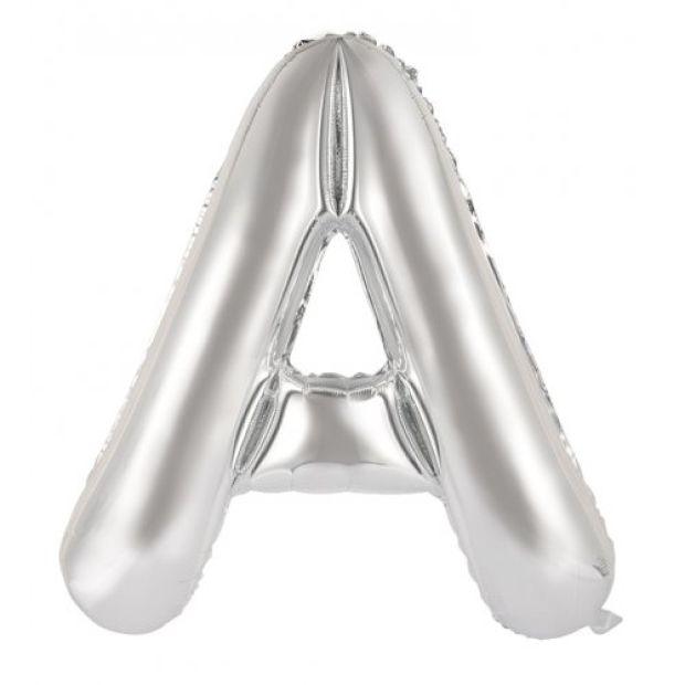 Silver Letter A 86cm Foil Balloon - Decrotex - Party Affair
