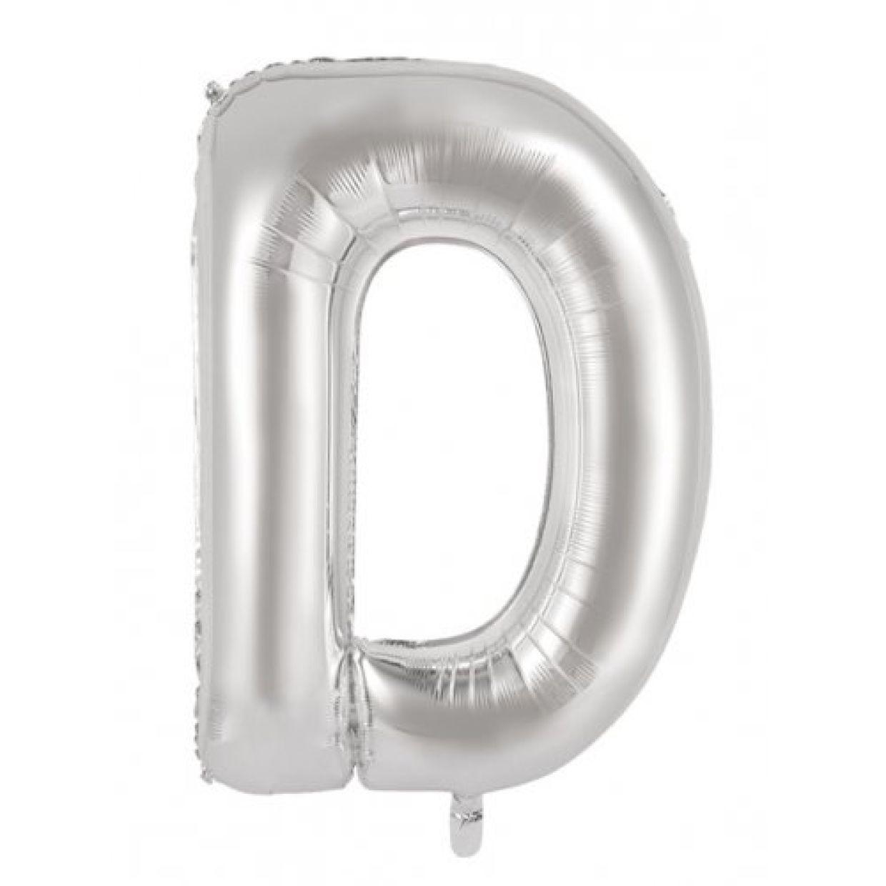 Silver Letter D 86cm Foil Balloon - Decrotex - Party Affair