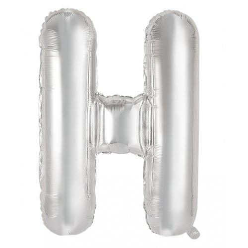 Silver Letter H 86cm Foil Balloon-Decrotex - Party Affair