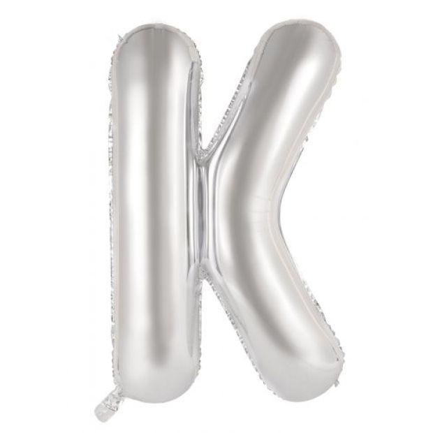 Silver Letter K 86cm Foil Balloon - Decrotex - Party Affair