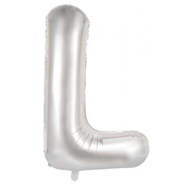 Silver Letter L 86cm Foil Balloon - Decrotex - Party Affair