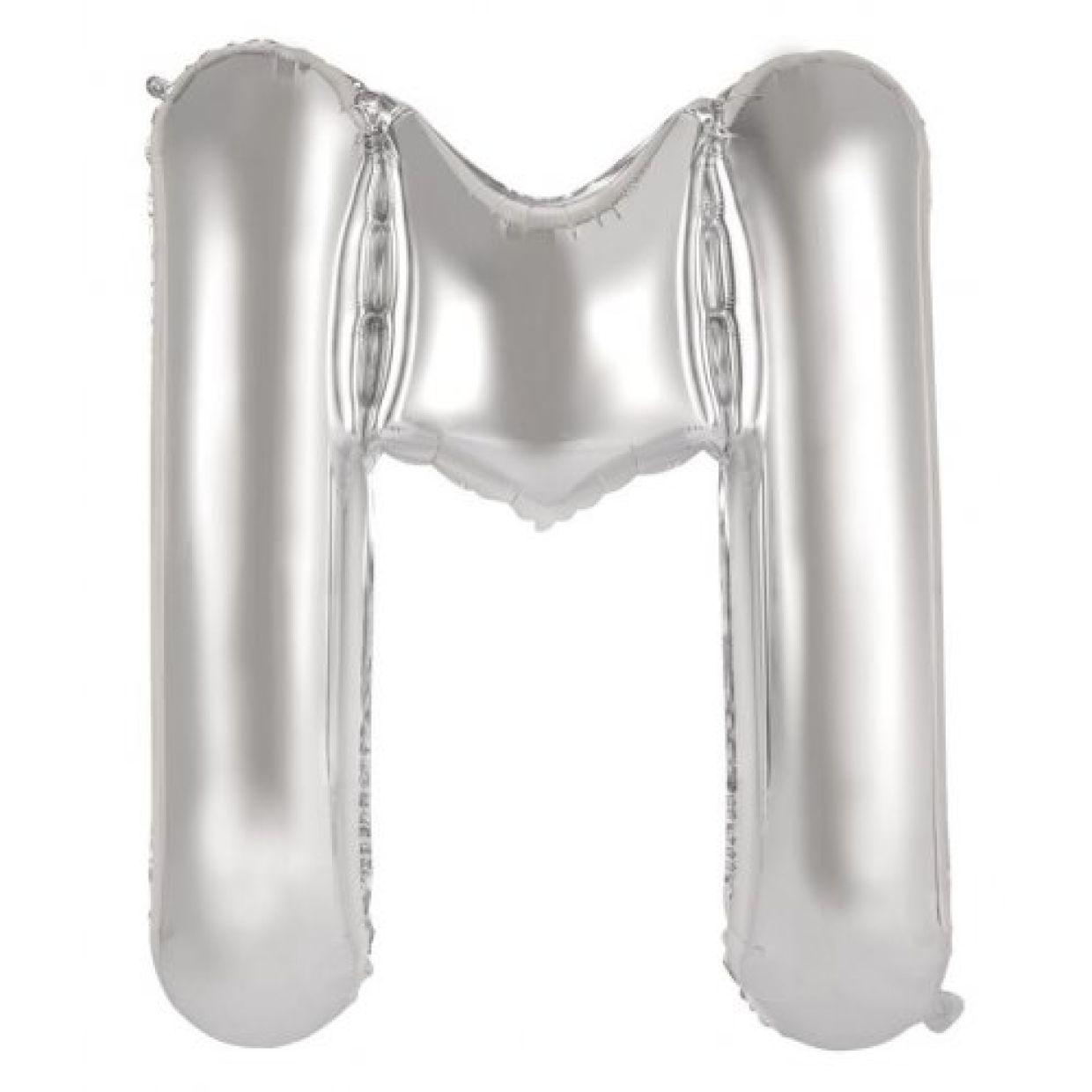Silver Letter M 86cm Foil Balloon - Decrotex - Party Affair