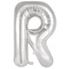 Silver Letter R 86cm Foil Balloon-Decrotex - Party Affair