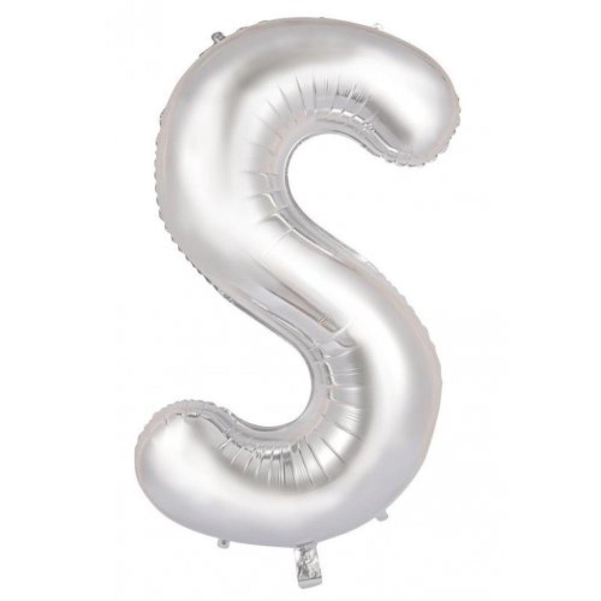 Silver Letter S 86cm Foil Balloon - Decrotex - Party Affair