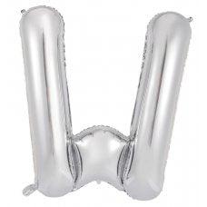 Silver Letter W 86cm Foil Balloon - Party Affair