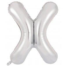 Silver Letter X 86cm Foil Balloon-Decrotex - Party Affair