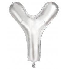 Silver Letter Y 86cm Foil Balloon - Party Affair