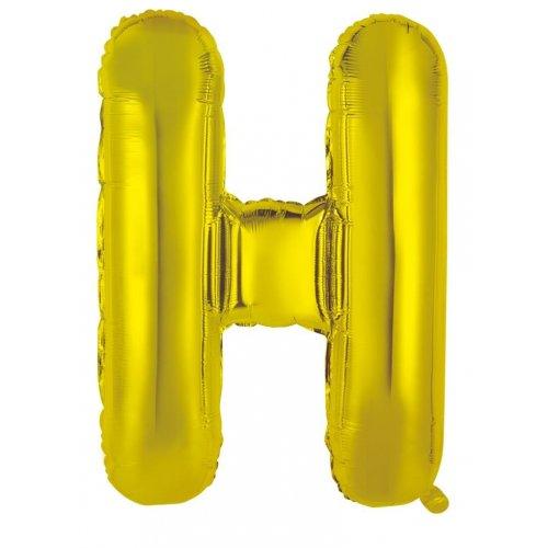 Letter H 86cm Gold Foil Balloon-Decrotex - Party Affair
