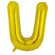 Gold Letter U 86cm Foil Balloon-Decrotex - Party Affair