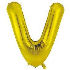 Gold Letter 86cm V Foil Balloon- Decrotex - Party Affair