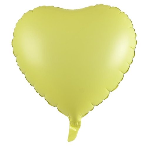 Matt Pastel Yellow Heart Foil Balloon