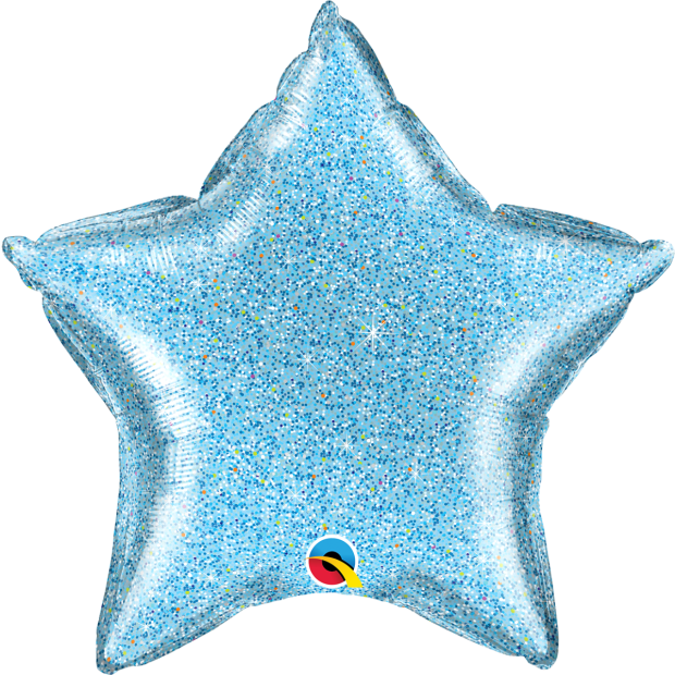 Glitter Light Blue Star Foil Balloon