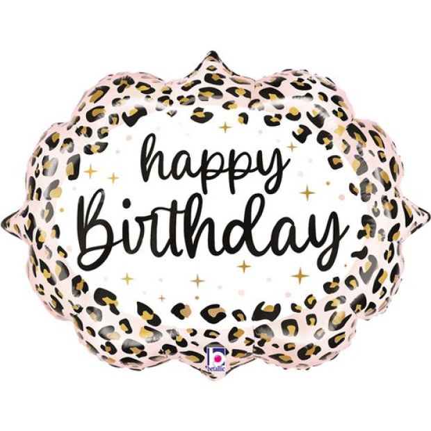 Leopard Happy Birthday Foil Balloon Shape