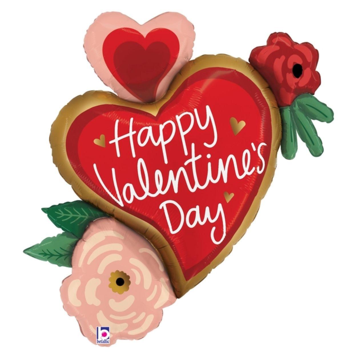 Valentine Heart Flowers SuperShape Foil - Party Affair