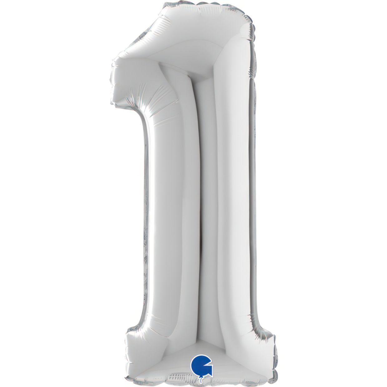 Silver Mid-Size Number 1 Foil Balloon - Party Affair