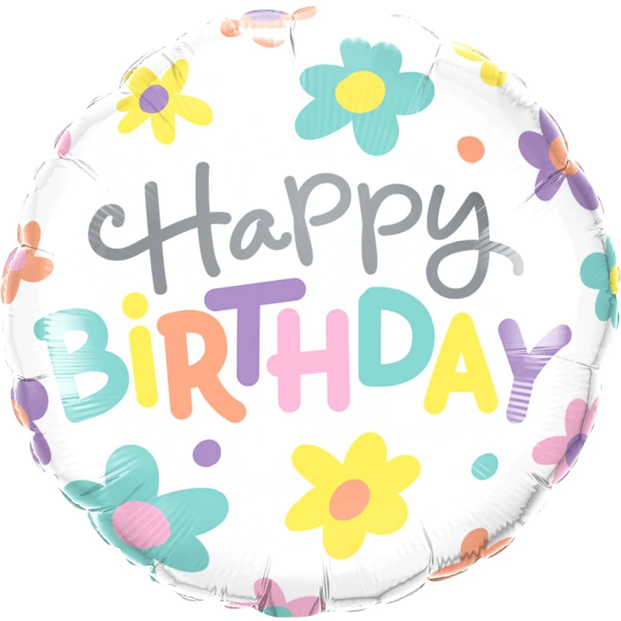 Happy Birthday Retro Daises Foil Balloon