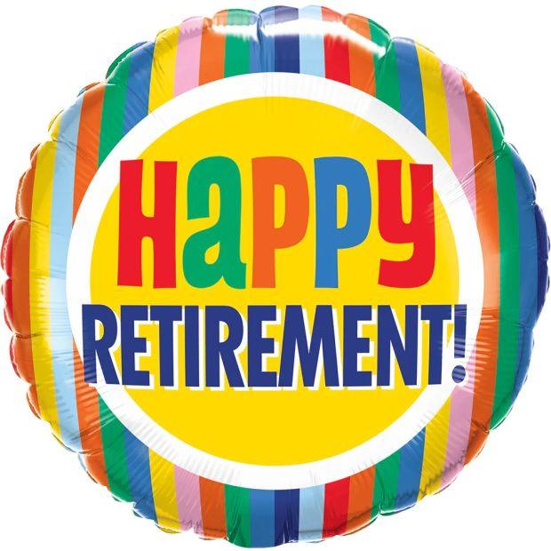 Happy Retirement Colourful Stripes Foil Balloon - Party Affair