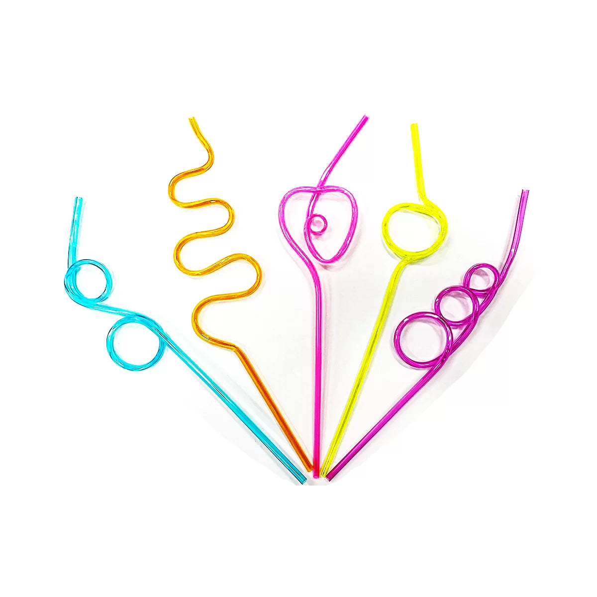 Plastic Curly Straws Pk 5 - Party Affair