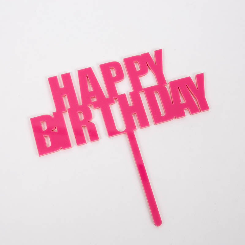 Happy Birthday Pink Acrylic Cake Topper
