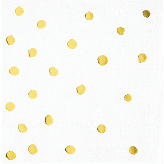 White & Gold Foil Dots Cocktail Napkins
