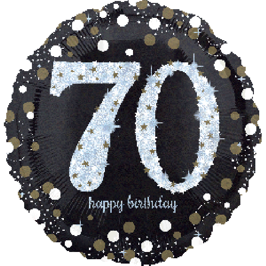 Holographic Sparkling 70 Happy Birthday Foil Balloon - Party Affair
