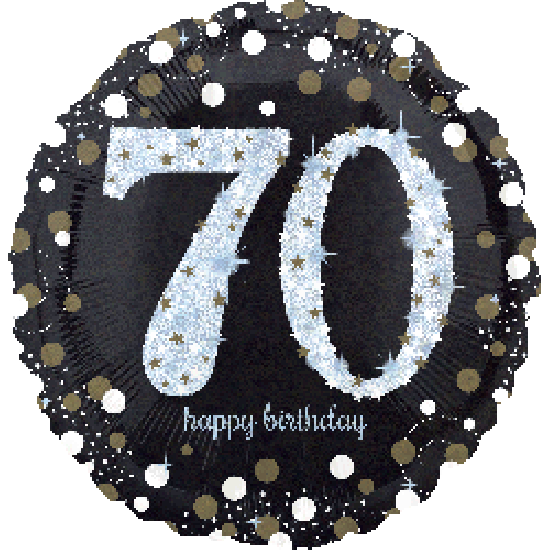 Holographic Sparkling 70 Happy Birthday Foil Balloon