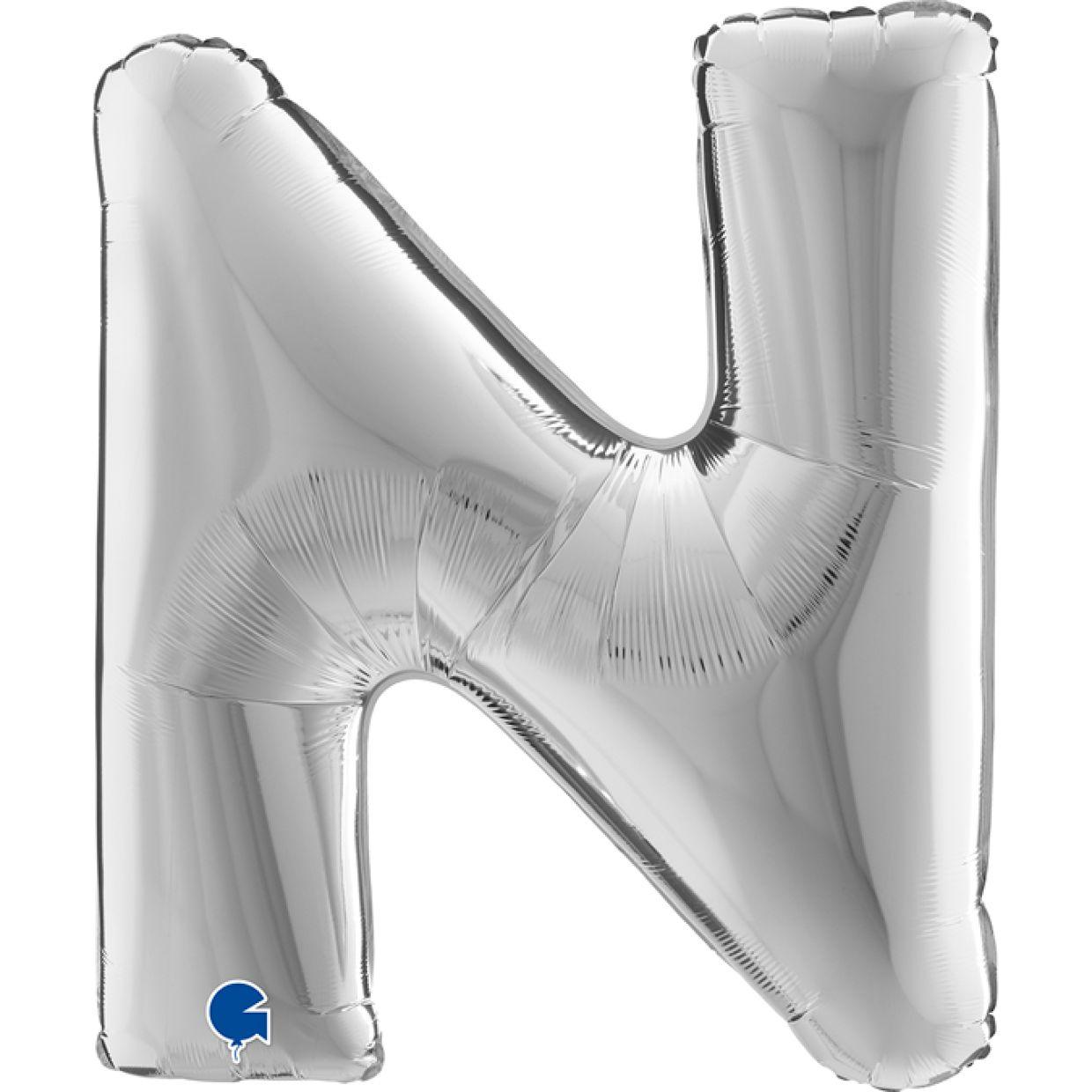 Silver Letter N 102cm Foil Balloon - Betallic - Party Affair