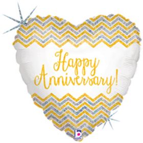 Holographic Chevron Anniversary Foil Balloon
