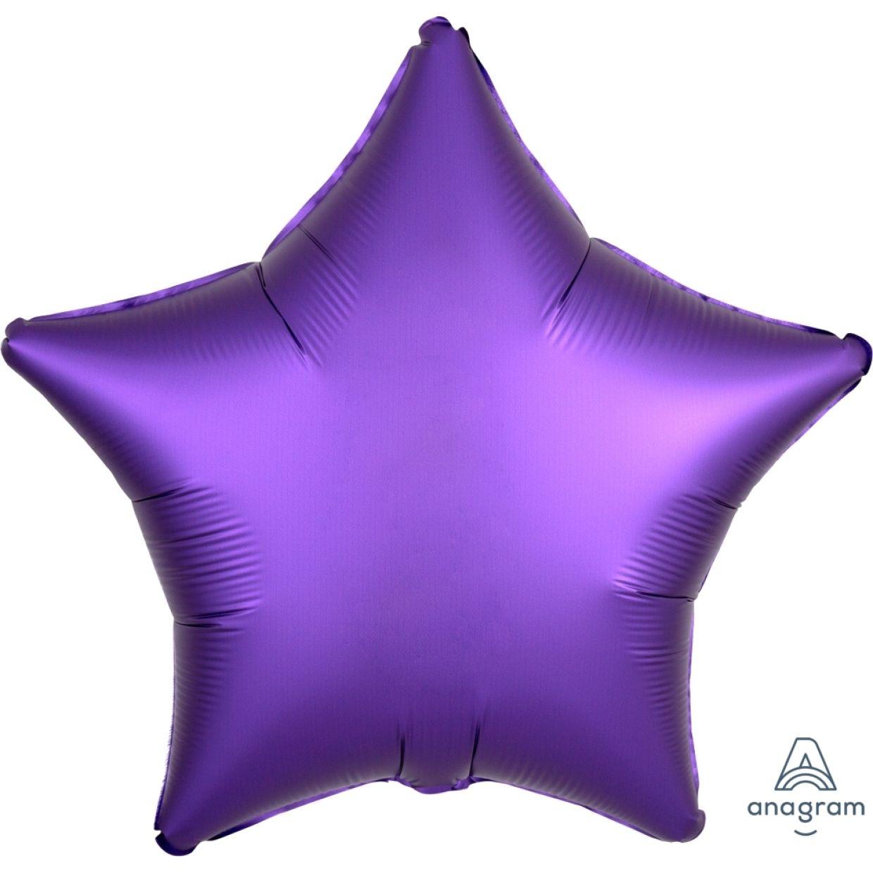 Satin Luxe Purple Royale Star Foil Balloon - Party Affair