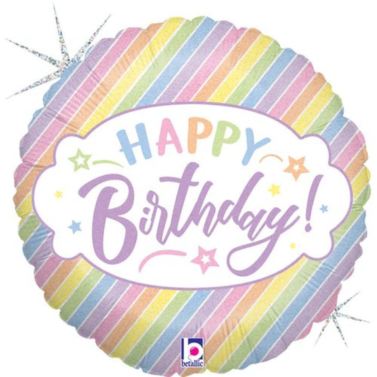 Holographic Pastel Birthday Foil Balloon - Party Affair
