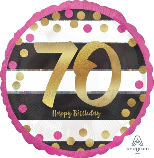 Pink & Gold 70 Happy Birthday Foil Balloon