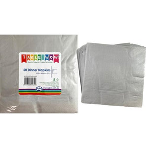 Metallic Silver Dinner Napkins