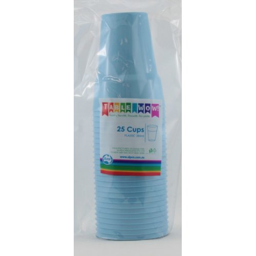 Light Blue Plastic Reusable Cups 285ml (Pack of 20)