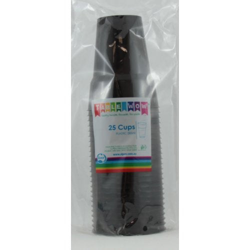 Black Plastic Reusable Cups 285ml (Pack of 20)