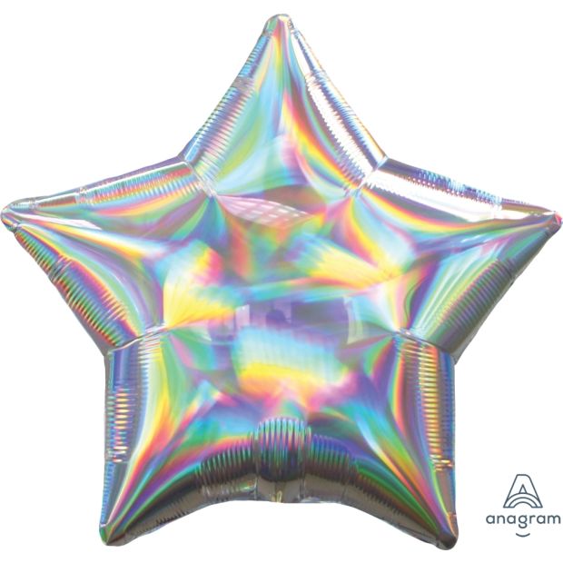 Iridescent Holographic Silver Star Foil Balloon