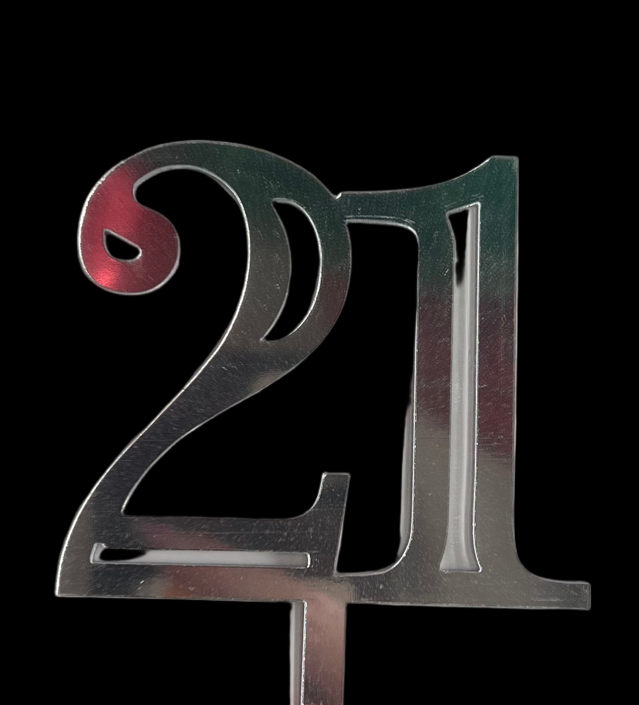 21 Silver Mirrored Acrylic Cake Topper