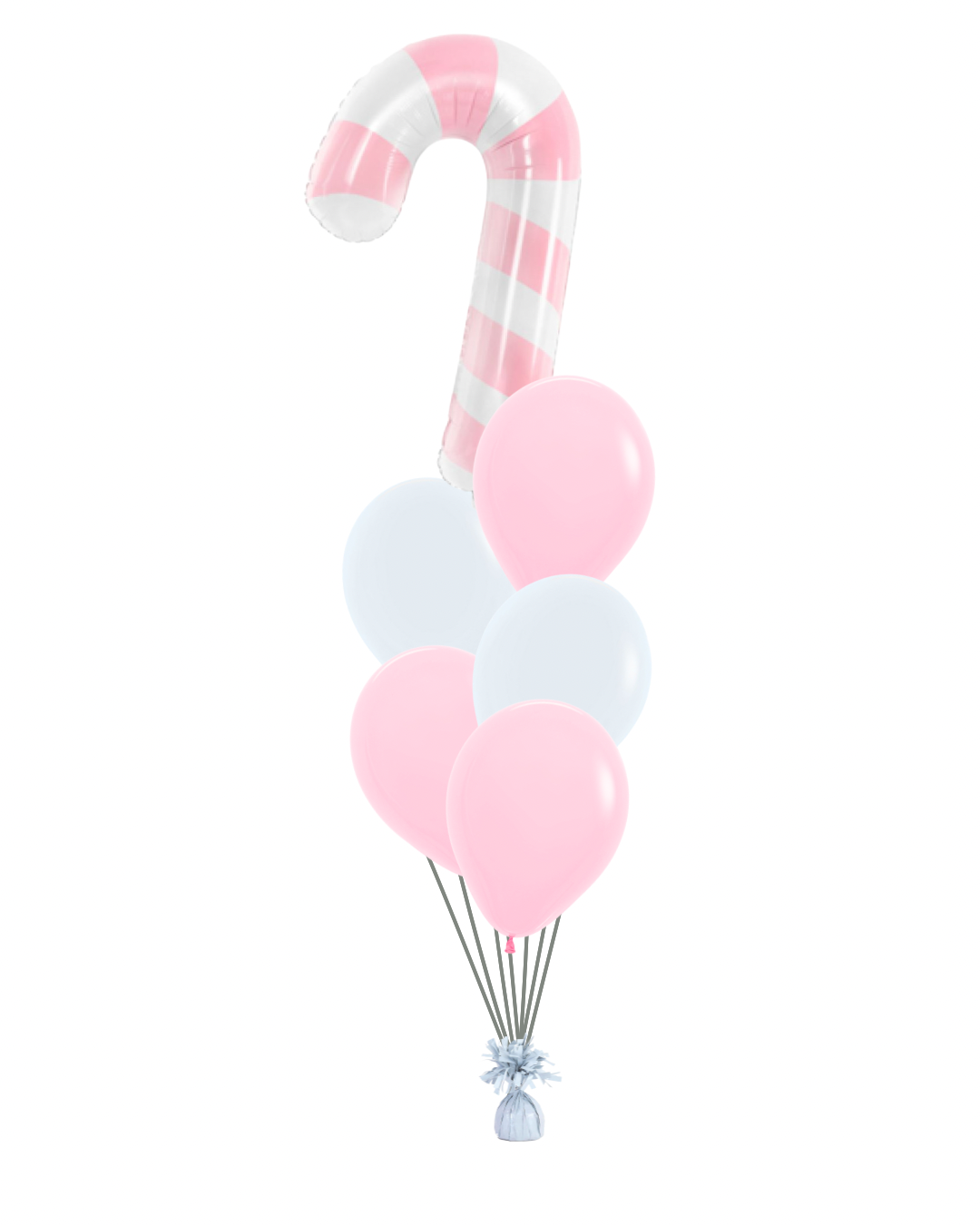 Pink Candy Cane Christmas Helium Balloon Bouquet