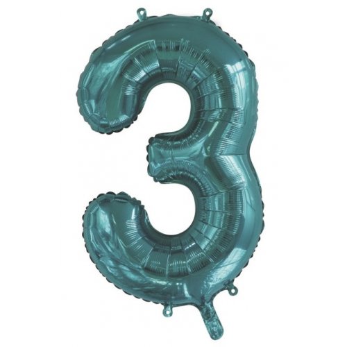 Teal Number 3 86cm Foil Balloon - Party Affair