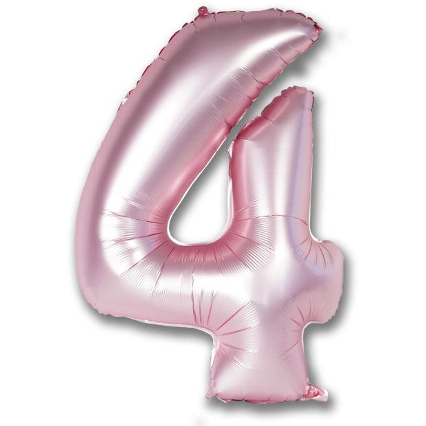 Large Numeral 4 Chrome Light Pink Foil Balloon - Party Affair