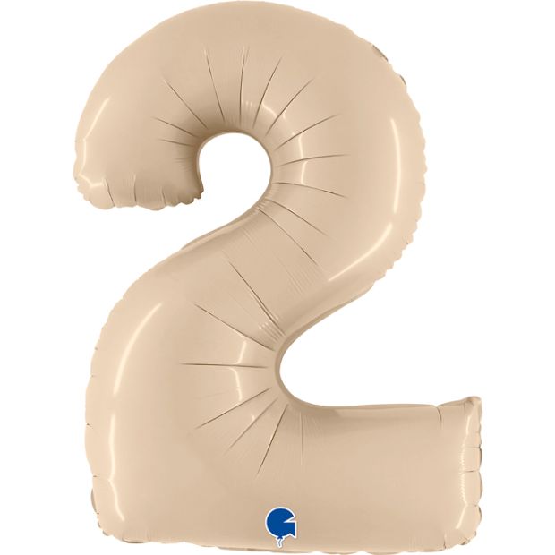 Satin Cream Number 2 (Two) 102cm Foil Balloon