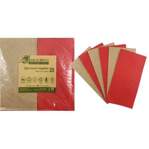 1/8 fold Red & Kraft Lunch Napkin - Party Affair