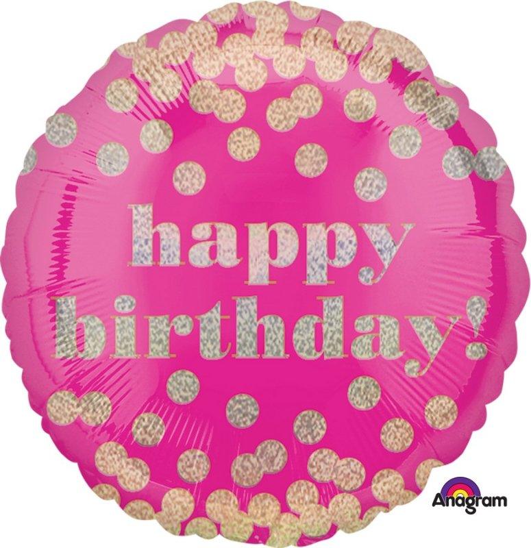 Holographic Dotty Happy Birthday Foil Balloon - Party Affair
