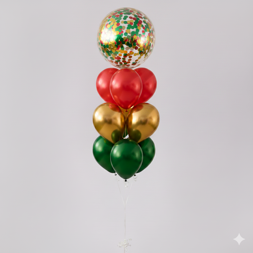 Confetti Tower Helium Balloon Bouquet Christmas - Design 1