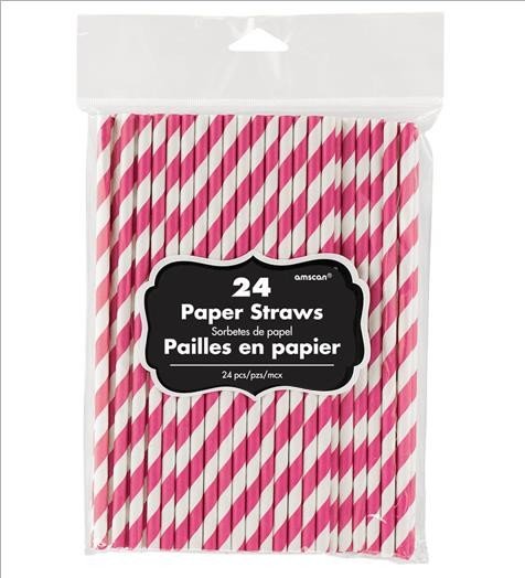 Bright Pink Paper Straws