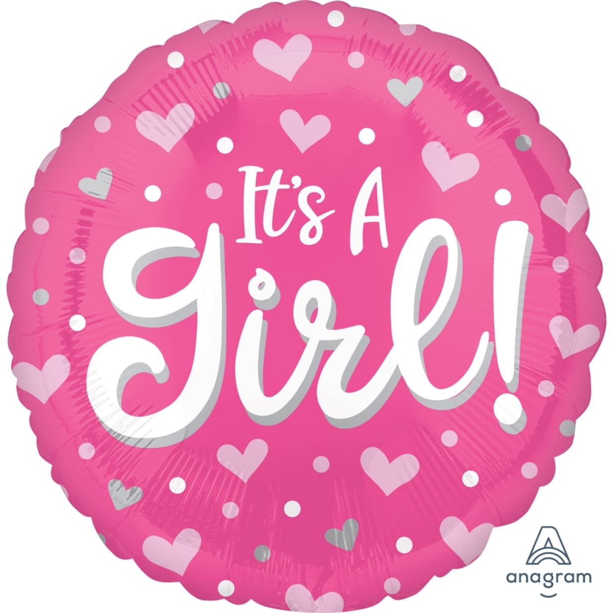 It's A Girl Heart & Dots Foil Balloon - Party Affair