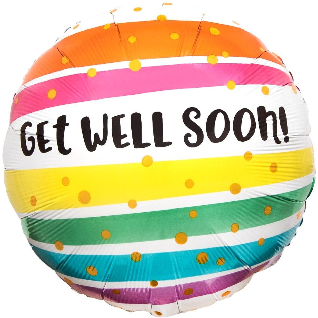 Get Well Soon Bold Stripes Foil Balloon - Party Affair