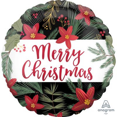 Satin Christmas Poinsettia 45cm Foil Balloon